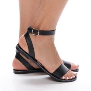 Fashion Nova Play It Cool Black Sandals